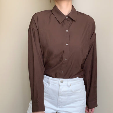 Elastic Back Hem Cropped Shirt