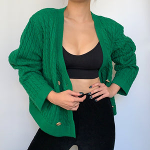 Double-breasted Cable Knit Cardigan