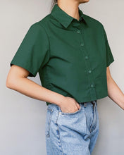 Load image into Gallery viewer, Cropped Shirt with Back Slit