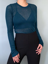 Load image into Gallery viewer, Sheer Ribbed Long Sleeve Top
